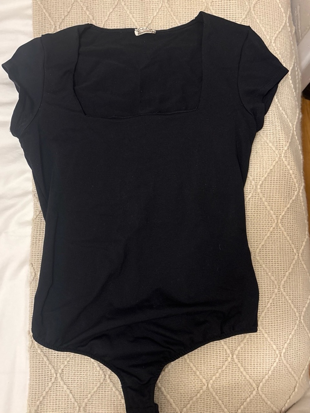 Free People Black Women's Square Neck Bodysuit